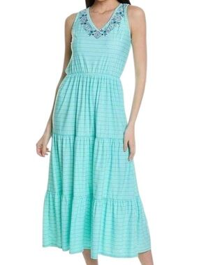 Cabana Life Naples Coverluxe  Embroidered Tiered Maxi Dress NWT Size Large